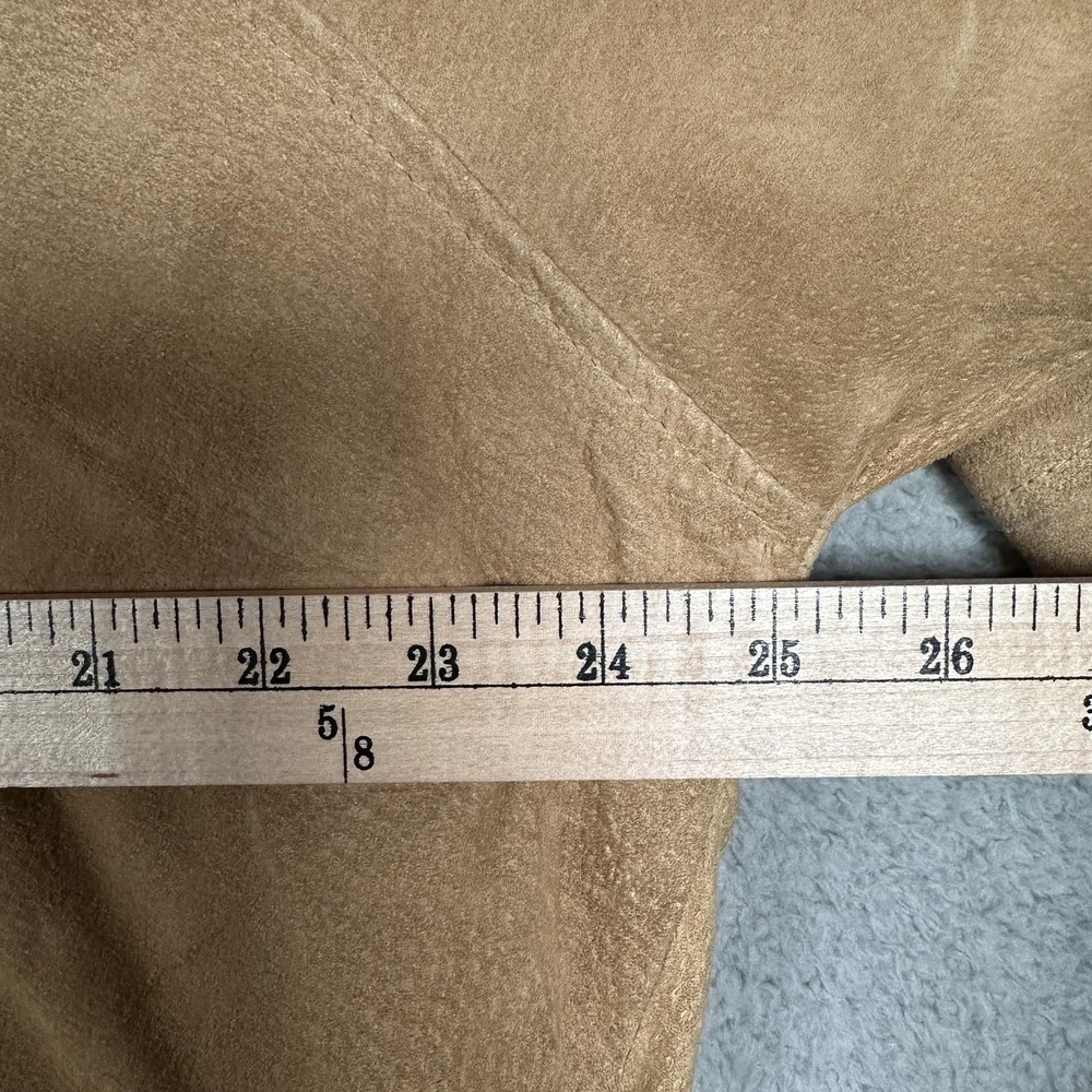 Boundary Waters Coat Womens Large Tan Suede Leather Faux Shearling Shawl Collar - Picture 4 of 16
